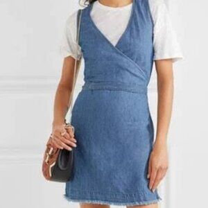 Madewell Raw Hem Mini Wrap Denim Dress Size S